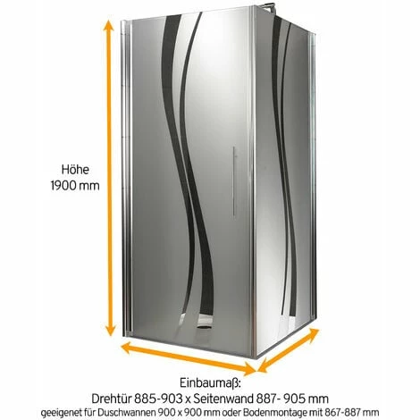 SCHULTE Duschkabine Dusche Drehtür Mit Seitenwand 90x90 Eckdusche Liane Chromoptik Echtglas 5 SCHULTE Duschkabine Dusche Drehtür Mit Seitenwand 90x90 Eckdusche Liane Chromoptik Echtglas – Bild 3