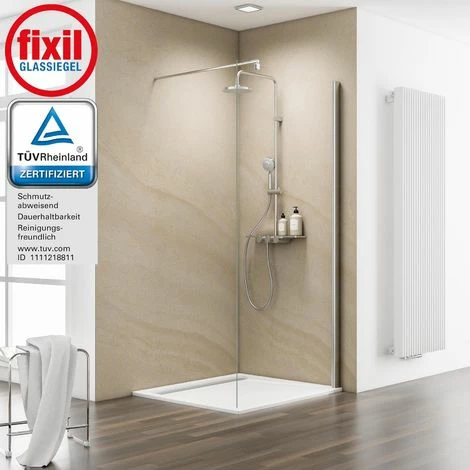 Duschwand MasterClass Walk In M8 Von Schulte, 8 Mm Sicherheitsglas (ESG) Klar Hell Inkl. Fixil Beschichtung, Montage Links Und Rechts Möglich, Profilfarbe: Chromoptik, 90 X 200 Cm 4 Duschwand MasterClass Walk In M8 Von Schulte, 8 Mm Sicherheitsglas (ESG) Klar Hell Inkl. Fixil Beschichtung, Montage Links Und Rechts Möglich, Profilfarbe: Chromoptik, 90 X 200 Cm – Bild 2