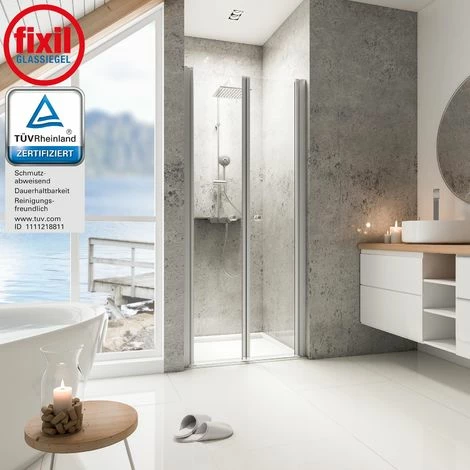 Duschtür Garant Pendeltür In Nische Von Schulte, 6 Mm Sicherheitsglas (ESG) Klar Hell Inkl. Fixil Beschichtung, 100 X 200 Cm, Profilfarbe: Alu Natur 4 Duschtür Garant Pendeltür In Nische Von Schulte, 6 Mm Sicherheitsglas (ESG) Klar Hell Inkl. Fixil Beschichtung, 100 X 200 Cm, Profilfarbe: Alu Natur – Bild 2