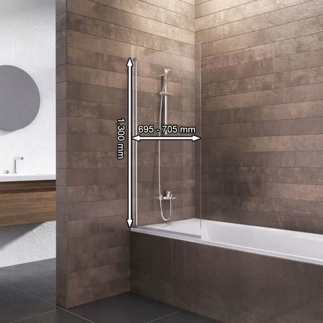 Schulte Duschwand Berlin, 70 X 130 Cm, 5 Mm Sicherheitsglas, Duschabtrennung Für Badewanne Alu-Natur, ESG Klar Hell 4 Schulte Duschwand Berlin, 70 X 130 Cm, 5 Mm Sicherheitsglas, Duschabtrennung Für Badewanne Alu-Natur, ESG Klar Hell – Bild 3