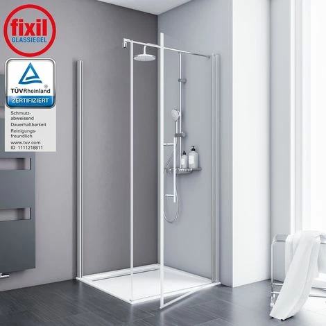 Duschkabine Alexa Style 2.0 Drehtür Inkl. Seitenwand Von Schulte, 5 Mm Sicherheitsglas (ESG) Klar Hell Inkl. Fixil Beschichtung, Profilfarbe: Alu Natur, Inkl. Stabilisationsbügel, 90 X 90 X 192 Cm 4 Duschkabine Alexa Style 2.0 Drehtür Inkl. Seitenwand Von Schulte, 5 Mm Sicherheitsglas (ESG) Klar Hell Inkl. Fixil Beschichtung, Profilfarbe: Alu Natur, Inkl. Stabilisationsbügel, 90 X 90 X 192 Cm – Bild 2