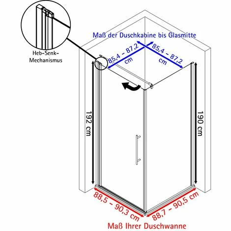 Duschkabine Alexa Style 2.0 Drehtür Inkl. Seitenwand Von Schulte, 5 Mm Sicherheitsglas (ESG) Klar Hell Inkl. Fixil Beschichtung, Profilfarbe: Alu Natur, Inkl. Stabilisationsbügel, 90 X 90 X 192 Cm 5 Duschkabine Alexa Style 2.0 Drehtür Inkl. Seitenwand Von Schulte, 5 Mm Sicherheitsglas (ESG) Klar Hell Inkl. Fixil Beschichtung, Profilfarbe: Alu Natur, Inkl. Stabilisationsbügel, 90 X 90 X 192 Cm – Bild 3