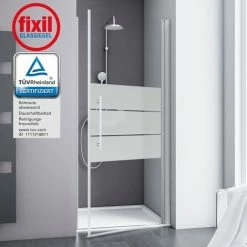 Duschtür Alexa Style 2.0 Drehtür In Nische Von Schulte, 5 Mm Sicherheitsglas (ESG) Dekor Depoli Light Inkl. Fixil Beschichtung, Profilfarbe: Alu Natur, 90 X 192 Cm