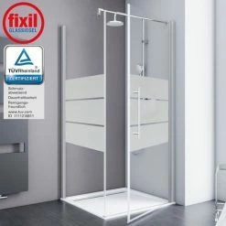 Duschkabine Alexa Style 2.0 Drehtür Inkl. Seitenwand Mit Dekor Von Schulte, 5 Mm Sicherheitsglas (ESG) Dekor Depoli Light Inkl. Fixil Beschichtung, Profilfarbe: Alu Natur, 90 X 90 X 192 Cm