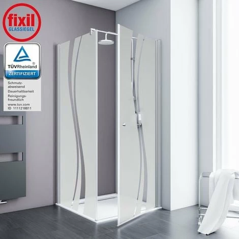 Duschkabine Alexa Style 2.0 Drehtür Inkl. Seitenwand Mit Dekor Von Schulte, 5 Mm Sicherheitsglas (ESG) Dekor Liane Inkl. Fixil Beschichtung, Profilfarbe: Alu Natur, 90 X 90 X 192 Cm 4 Duschkabine Alexa Style 2.0 Drehtür Inkl. Seitenwand Mit Dekor Von Schulte, 5 Mm Sicherheitsglas (ESG) Dekor Liane Inkl. Fixil Beschichtung, Profilfarbe: Alu Natur, 90 X 90 X 192 Cm – Bild 2