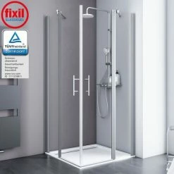 Duschkabine Alexa Style 2.0 Eckeinstieg Von Schulte, 5 Mm Sicherheitsglas (ESG) Klar Hell Inkl. Fixil Beschichtung, Profilfarbe: Alu Natur, 90 X 80 X 192 Cm