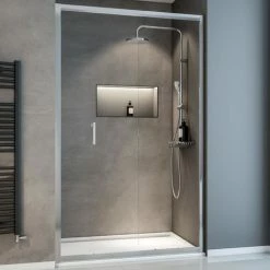 Duschtür Sunny Schiebetür In Nische Von Schulte, 5 Mm Sicherheitsglas (ESG) Klar Hell, Profilfarbe: Chromoptik, 120 X 190 Cm