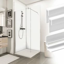 Verkleidungsplatte DecoDesign Set Ecke Farbe Von Schulte, Beinhaltet 2 Duschrückwände, 2 Endprofile, 1 Eckverbinder, 3 Mm Starke Aluminiumverbundplatte, Inkl. Fixierklebeband Und Unterlegkeile, 90 X 210 Cm, Farbe: Weiß