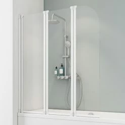 Badewannenfaltwand Komfort Teilgerahmt 3 -teilig Von Schulte, 3 Mm Sicherheitsglas (ESG) Klar Hell, Anschlag Standardmäßig Links,optional Rechts , 124,1 X 140 Cm
