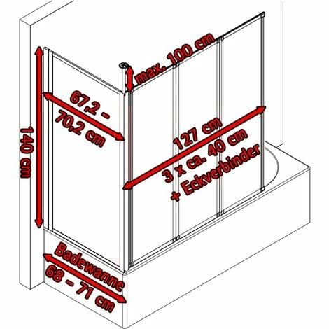 Schulte Duschwand Well mit Seitenwand, 129 x 140 x 70 cm, 3-teilig faltbar, Kunstglas Tropfen-Dekor, Profilfarbe: Alunatur Schulte Duschwand Well Mit Seitenwand, 129 X 140 X 70 Cm, 3-teilig Faltbar, Kunstglas Tropfen-Dekor, Profilfarbe: Alunatur -SCHULTE Shop 29404643 3