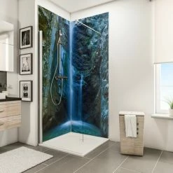 Schulte Duschrückwand Set über Eck, Chantara Wasserfall, 2 X 90x210 Cm, Wandverkleidung, Aluminiumverbundplatte, Fugenloser Fliesenersatz