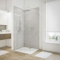 Schulte Duschrückwand Set über Eck, Dekor Stein Grau-hell, 2 X 90x210 Cm, Wandverkleidung Aus 3 Mm Aluminium-Verbundplatte D Als Fugenloser Fliesenersatz