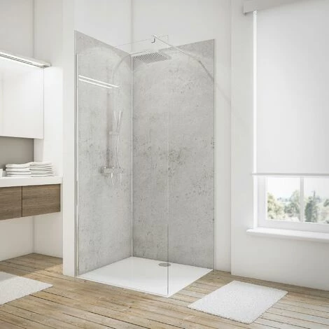 Schulte Duschrückwand Set über Eck, Dekor Stein Grau-hell, 2 X 90x210 Cm, Wandverkleidung Aus 3 Mm Aluminium-Verbundplatte D Als Fugenloser Fliesenersatz 3 Schulte Duschrückwand Set über Eck, Dekor Stein Grau-hell, 2 X 90x210 Cm, Wandverkleidung Aus 3 Mm Aluminium-Verbundplatte D Als Fugenloser Fliesenersatz