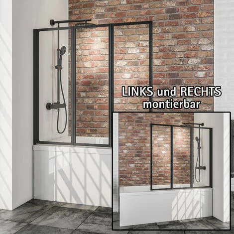 Schulte Badewannenaufsatz 3-teilig, Zur Klebemontage Ohne Bohren, Sicherheitsglas ESG Klar Hell, Profilfarbe: Matt Schwarz 5 Schulte Badewannenaufsatz 3-teilig, Zur Klebemontage Ohne Bohren, Sicherheitsglas ESG Klar Hell, Profilfarbe: Matt Schwarz – Bild 3