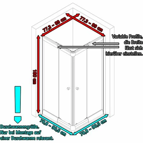 Schulte Duschkabine Sunny Eckeinstieg Mit Schiebetüren, Variabel Von 75 - 90 Cm, 180 Cm, Montage Auf Duschwanne Oder Fliese, Profilfarbe Alpinweiß, 4 Mm Sicherheitsglas (ESG) Klar Hell 4 Schulte Duschkabine Sunny Eckeinstieg Mit Schiebetüren, Variabel Von 75 - 90 Cm, 180 Cm, Montage Auf Duschwanne Oder Fliese, Profilfarbe Alpinweiß, 4 Mm Sicherheitsglas (ESG) Klar Hell – Bild 2