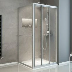 Schulte Sunny Gleittür Inklusive Seitenwand,Profilfarbe: Alunatur, Höhe: 175 Cm, Gleittür: 75 Cm, Seitenwand: 80 Cm