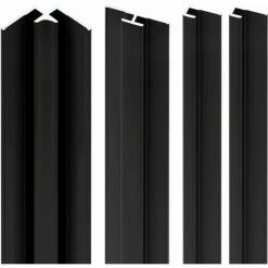Verkleidungsplatte DecoDesign Zubehörset Von Schulte, Beinhaltet 2 Endprofile, 1 Eckverbinder In Ecke, 1 Flächenverbinder, 210cm, Set In Schwarz Matt