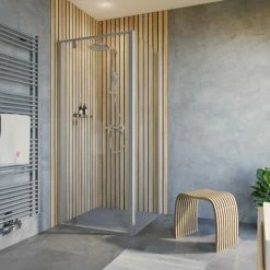 Schulte Duschkabine Drehtür Inkl. Seitenwand Trend 2.0, Größe: 80 X 80 Cm, Höhe: 200 Cm, Profilfarbe: Alu Natur, Sicherheitsglas: Klar Hell