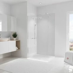 Schulte Wandverkleidung Duschrückwand DecoDesign Putzoptik-Weiß, 100 X 210 Cm