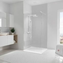 Schulte Wandverkleidung Duschrückwand DecoDesign Putzoptik-Weiß, 100 X 255 Cm