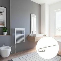 Schulte Heizkörper Turbo Befüllt, Inkl. Heizstab Und Befüllung, Farbe: Alpinweiß, Größe: 69,5 X 50 Cm, Heizstab 1 Links