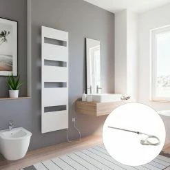 Schulte Heizkörper* Turin Befüllt, Inkl. Heizstab Und Befüllung, Größe: 170,3 X 50,5 Cm, Farbe: Alpinweiß, Heizstab 1 Rechts