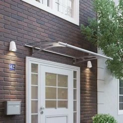 SCHULTE Vordach Haustürdach Edelstahl Acrylglas Klar 2050x1420 Überdachung Türdach