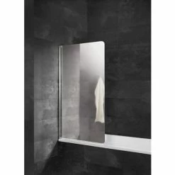 Schulte Duschabtrennung Für Badewanne 1-teilig, 5mm ESG Sicherheitsglas Dekor Spiegel, Profilfarbe: Chromoptik, Größe: 80 X 140 Cm
