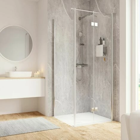 Schulte Drehfalttür Mit Seitenwand Garant 2.0, 6 Mm ESG Sicherheitsglas Klar Hell, Profilfarbe: Alu Natur, Größe 90 X 90 X 200 Cm, Anschlag Links 3 Schulte Drehfalttür Mit Seitenwand Garant 2.0, 6 Mm ESG Sicherheitsglas Klar Hell, Profilfarbe: Alu Natur, Größe 90 X 90 X 200 Cm, Anschlag Links