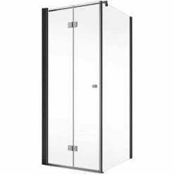 Schulte Drehfalttür Mit Seitenwand Garant 2.0, 6 Mm ESG Sicherheitsglas Klar Hell, Profilfarbe: Mattschwarz, Größe 90 X 90 X 200 Cm, Anschlag Rechts -SCHULTE Shop 71990864 2