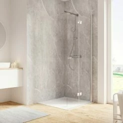 Schulte Duschwand Walk In Mit Dreh-Falt- Element, 6 Mm ESG Sicherheitsglas Klar Hell, Profilfarbe: Chromoptik, Größe: 120 X 200 Cm, Anschlag Rechts