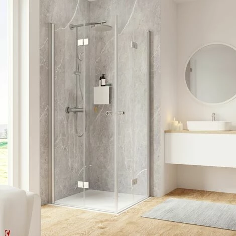 Schulte Drehfalttür Als Eckeinstieg Garant 2.0, 6 Mm ESG Sicherheitsglas Klar Hell, Größe: 90 X 90 X 200 Cm, Profilfarbe: Alu Natur 3 Schulte Drehfalttür Als Eckeinstieg Garant 2.0, 6 Mm ESG Sicherheitsglas Klar Hell, Größe: 90 X 90 X 200 Cm, Profilfarbe: Alu Natur