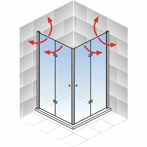 Schulte Drehfalttür Als Eckeinstieg Garant 2.0, 6 Mm ESG Sicherheitsglas Klar Hell, Größe: 90 X 90 X 200 Cm, Profilfarbe: Alu Natur 5 Schulte Drehfalttür Als Eckeinstieg Garant 2.0, 6 Mm ESG Sicherheitsglas Klar Hell, Größe: 90 X 90 X 200 Cm, Profilfarbe: Alu Natur – Bild 3