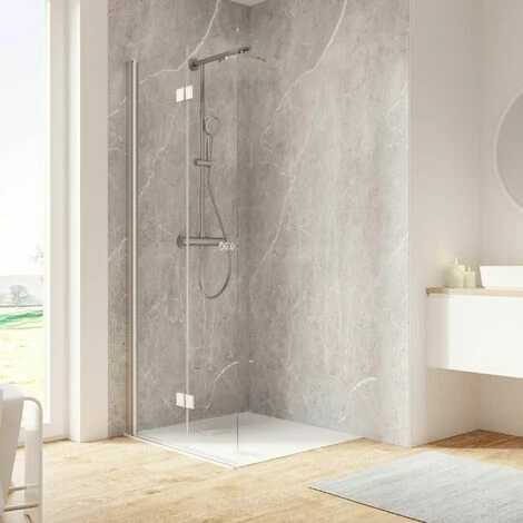 Schulte Duschwand Walk In Mit Dreh-Falt- Element, 6 Mm ESG Sicherheitsglas Klar Hell, Profilfarbe: Alu Natur, Größe: 90 X 200 Cm, Anschlag Links 3 Schulte Duschwand Walk In Mit Dreh-Falt- Element, 6 Mm ESG Sicherheitsglas Klar Hell, Profilfarbe: Alu Natur, Größe: 90 X 200 Cm, Anschlag Links