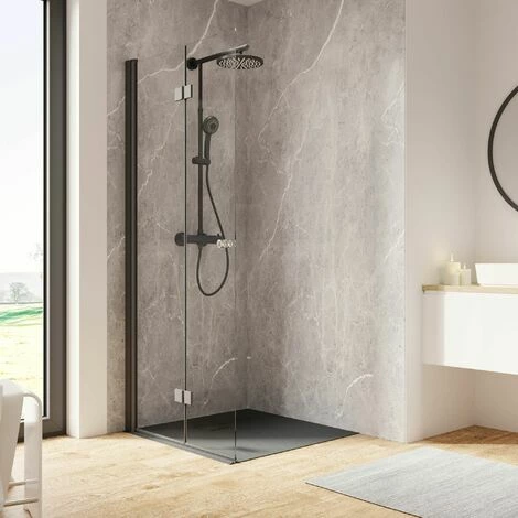 Schulte Duschwand Walk In mit Dreh-Falt- Element, 6 mm ESG Sicherheitsglas Klar hell, Profilfarbe: Mattschwarz, Größe: 120 x 200 cm, Anschlag links Schulte Duschwand Walk In Mit Dreh-Falt- Element, 6 Mm ESG Sicherheitsglas Klar Hell, Profilfarbe: Mattschwarz, Größe: 120 X 200 Cm, Anschlag Links -SCHULTE Shop 71990884 1