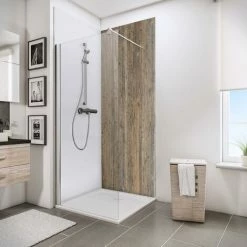 Schulte DecoDesign Duschrückwand, Wandverkleidung Aus 3mm Aluminium-Verbundplatte Als Fugenfreier Fliesenersatz, Dekor Altholz Nordsee, Größe: 100 X 210 Cm